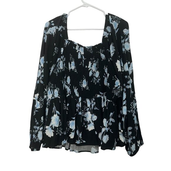 Torrid Floral Print Peplum Top Womens Plus Size 3 Smocked Square Neck - Picture 5 of 13